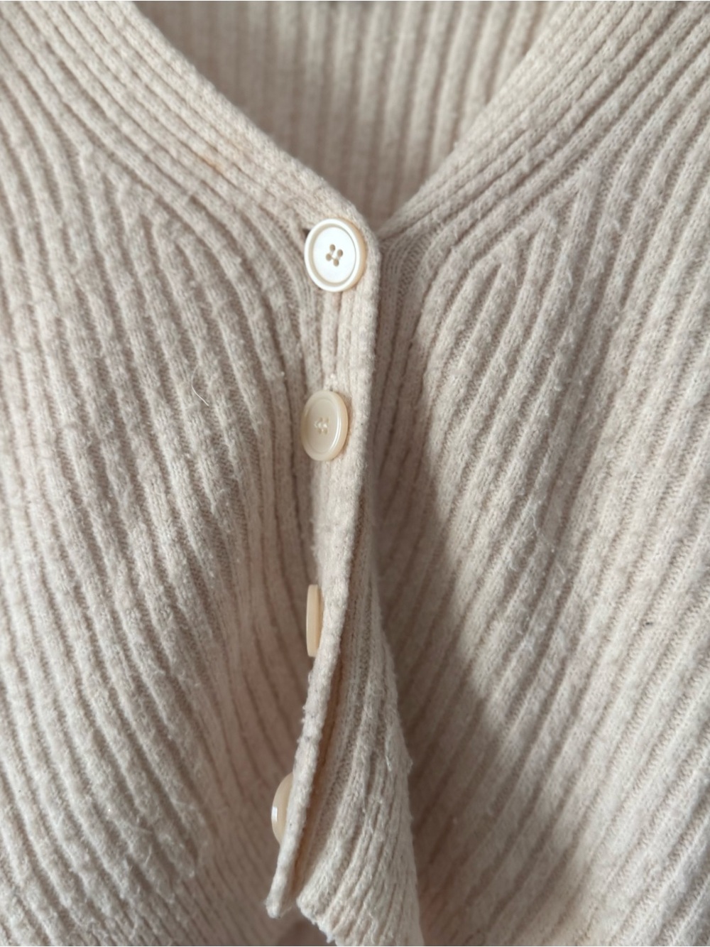 Express Cream Ribbed Cutout Shoulder Cardigan - Picture 4 of 4